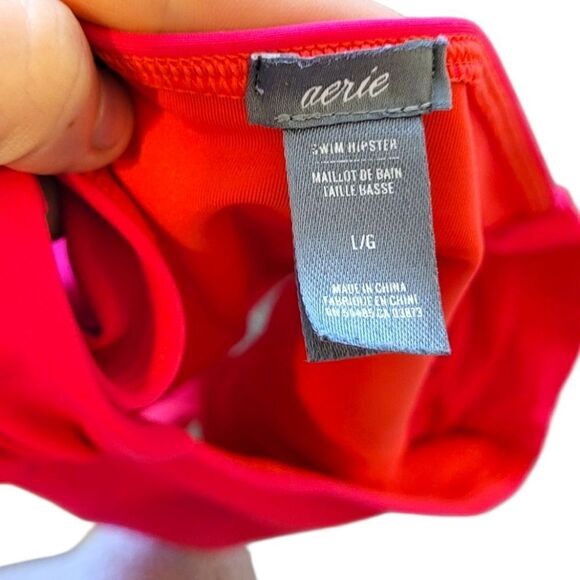 Aerie Women's Neon Pink Ruched Side Bikini Bottom Size L - Picture 3 of 6